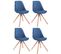 Lot De 4 Chaises De Salle À Manger Toulouse Tissu Pieds Carrés Bois Bleu/nature