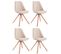 Lot De 4 Chaises De Salle À Manger Toulouse Tissu Pieds Carrés Bois Crème/nature