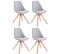 Lot De 4 Chaises De Salle À Manger Toulouse Tissu Pieds Carrés Bois Gris/nature