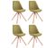 Lot De 4 Chaises De Salle À Manger Toulouse Tissu Pieds Carrés Bois Vert/nature