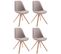 Lot De 4 Chaises De Salle À Manger Toulouse Tissu Pieds Carrés Bois Taupe/nature