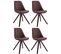 Lot De 4 Chaises De Salle À Manger Toulouse Tissu Pieds Carrés Bois Marron/cappuccino