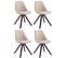 Lot De 4 Chaises De Salle À Manger Toulouse Tissu Pieds Carrés Bois Crème/cappuccino