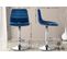 Tabouret De Bar Lex En Velours Pied Trompette En Métal Bleu/chrome