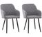 Lot De 2 Chaises De Salle À Manger Shila Avec Piètement En Métal Noir Gris/tissu