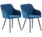 Lot De 2 Chaises De Salle À Manger Shila Avec Piètement En Métal Noir Bleu/velours