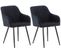 Lot De 2 Chaises De Salle À Manger Shila Avec Piètement En Métal Noir Noir /velours