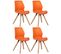 Lot De 4 Chaises De Salle À Manger Luna Orange/plastique