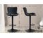 Lot De 2 Tabourets De Bar Emma Pied Métal Hauteur Réglable Pivotant Noir /similicuir