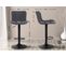 Lot De 2 Tabourets De Bar Emma Pied Métal Hauteur Réglable Pivotant Noir /tissu