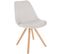 Lot De 4 Chaises De Salle À Manger Sofia En Tissu Pieds En Bois Crème/nature (rond)