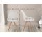 Lot De 4 Chaises De Salle À Manger Sofia En Tissu Pieds En Bois Crème/nature (rond)