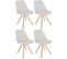 Lot De 4 Chaises De Salle À Manger Sofia En Tissu Pieds En Bois Crème/nature (rond)