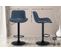 Lot De 2 Tabourets De Bar Minosa Réglables Et Pivotants Bleu/tissu