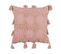 Lot De 2 Coussins Touffeté Coton Rose Torenia 45 X 45 Cm