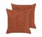 Lot De 2 Coussins Touffeté Coton Orange Lewisia 45 X 45 Cm