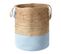 Lot De 2 Paniers En Jute Blanc Et Bleu Gajar