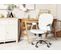 Chaise De Bureau Pivotante En Pu Avec Cristaux Blanc Princess