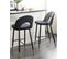 Tabouret De Bar Set De 2 Velours Noir Blanc Falton