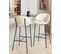 Tabouret De Bar Set De 2 Tissu Crème Kiana