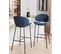 Tabouret De Bar Set De 2 Tissu Bleu Marine Kiana