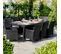 Salon De Jardin Monaco 8 Places Avec 2 Sets De Housses + Housse De Protection - Noir