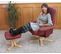 Fauteuil Relax /de Relaxation M56 Avec Pouf, Simili-cuir, Bordeaux