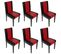 Lot De 6 Chaises De Séjour Littau ~ Simili-cuir, Noir/rouge, Pieds Foncés