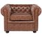 Fauteuil Cuir Pu Marron Doré Chesterfield