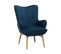 Velours Fauteuil Bleu Foncé Vejle