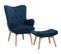 Velours Fauteuil Bleu Foncé Vejle