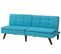 Canapé Convertible 3 Places En Tissu Bleu Turquoise Ronne