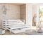 Lit Simple 90x200 + Gigogne 90x190, 2 Matelas, 2 Tiroirs, Protection. Bois Blanc. Lene