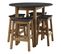 Table + 4 tabourets de bar JANE 2  bois massif/ noir