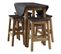 Table + 4 tabourets de bar JANE 2  bois massif/ noir