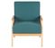 Fauteuil fixe KIAMA rotin et tissu bleu canard