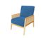 Fauteuil fixe KIAMA rotin et tissu bleu canard