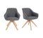 Lot de 2 chaises pivotantes ALVA tissu gris foncé