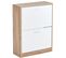 CASABEL Meuble Rangement Chaussure 12 Paires - Pour Entree Couloir - 60x24x80 cm - Blanc Bois Clair