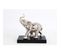 Statuette Éléphant En Aluminium Sur Socle En Bois 19 Cm