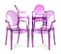 X4 Fauteuil Louis King Design Transparent Violet Transparent