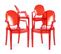 X4 Fauteuil Louis King Design Transparent Rouge Transparent