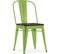 Chaise Carrée Bistrot Metalix - Métal Et Bois Foncé Vert Clair