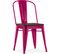 Chaise Carrée Bistrot Metalix - Métal Et Bois Foncé Fuchsia