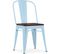 Chaise Carrée Bistrot Metalix - Métal Et Bois Foncé Bleu Clair