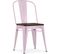 Chaise Carrée Bistrot Metalix - Métal Et Bois Foncé Rose Pâle