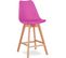 Premium Tabouret De Bar Brielle Avec Coussin De Style Scandinave - Bois Fuchsia