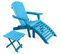 Adirondack Table De Jardin + Chaise Longue + Repose-pieds En Bois - Set - Anela Turquoise