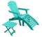 Adirondack Table De Jardin + Chaise Longue + Repose-pieds En Bois - Set - Anela Vert