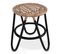 Tabouret Rond En Rotin Tressé, Design Boho Bali - Brege Noir